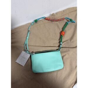 AIMEE Crossbody Bag Womens Small Turquoise Leather Multicolor Rope Strap Zip